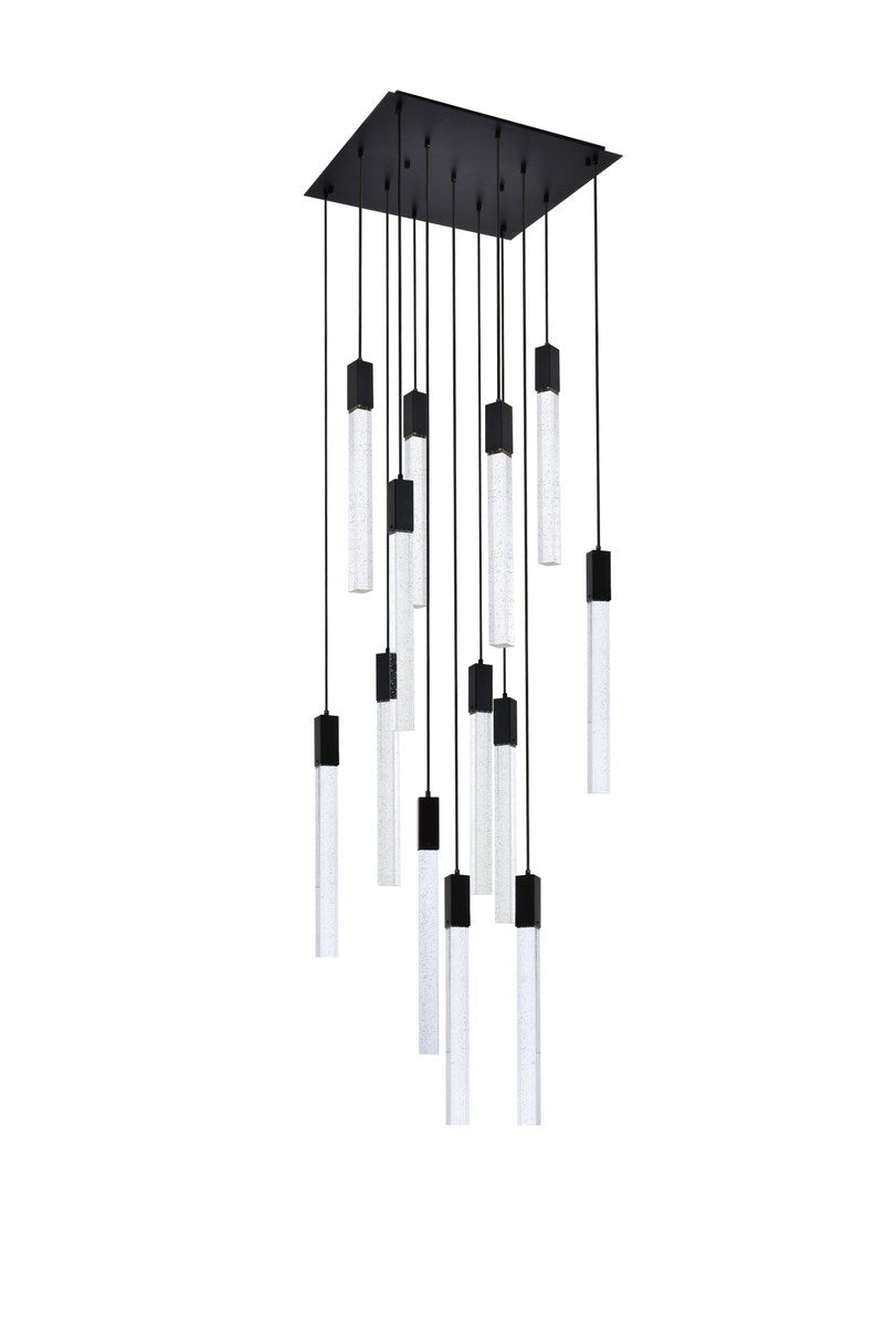 13 Lights Pendant In Black