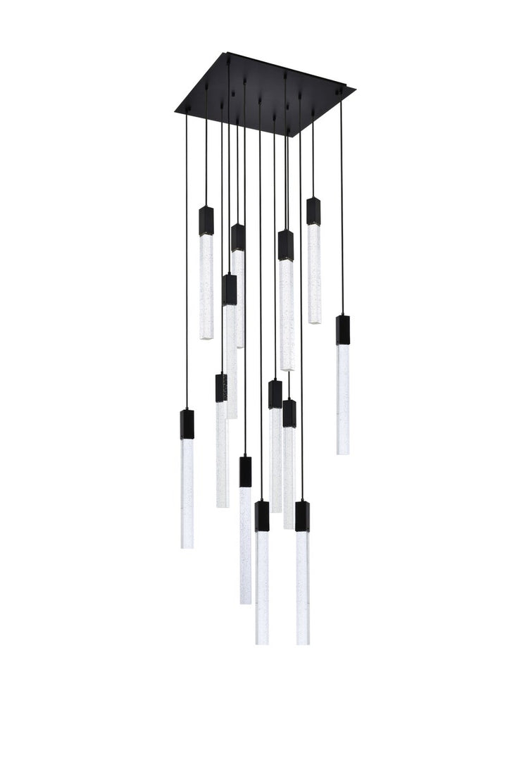 13 Lights Pendant In Black