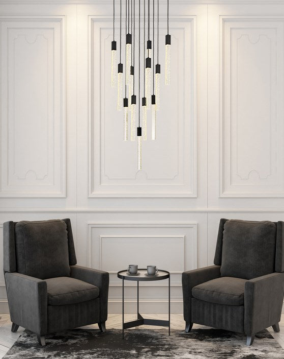 13 Lights Pendant In Black