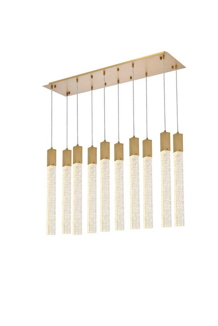 10 Lights Pendant In Satin Gold by Elegant Lighting