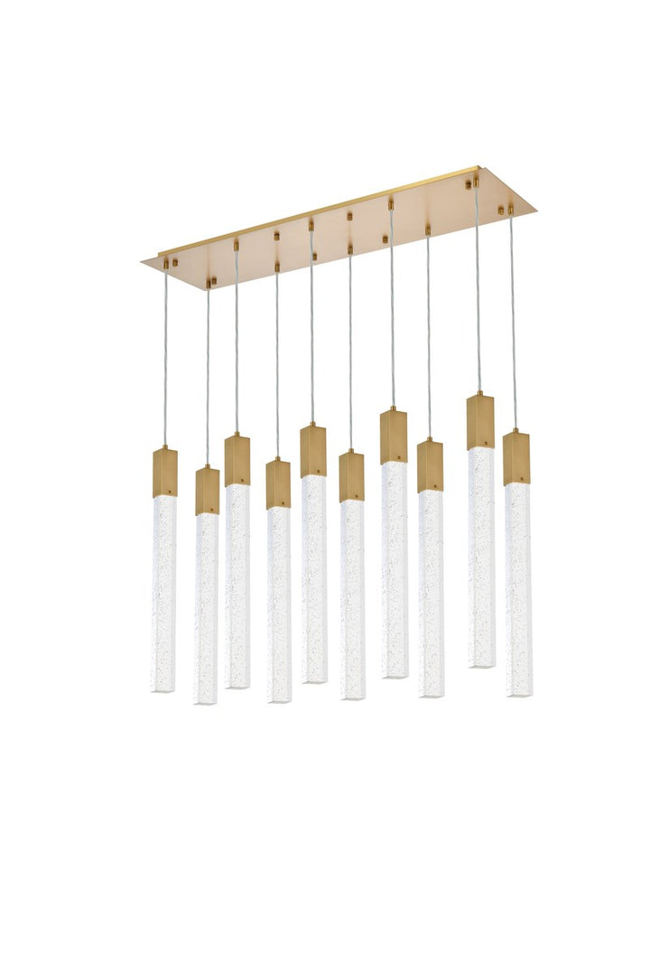 10 Lights Pendant In Satin Gold