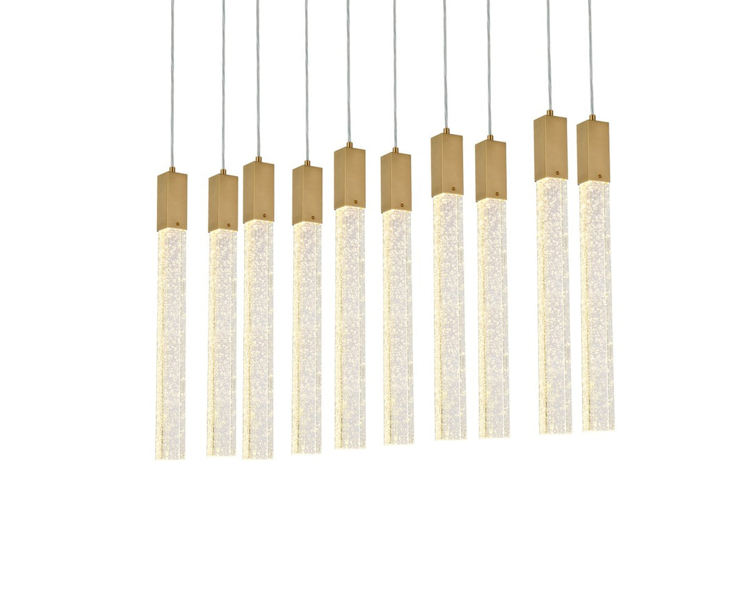 10 Lights Pendant In Satin Gold