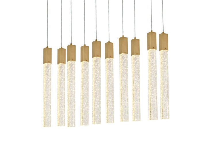 10 Lights Pendant In Satin Gold