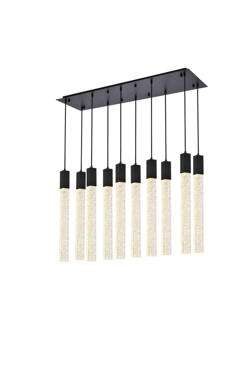 10 Lights Pendant In Black by Elegant Lighting