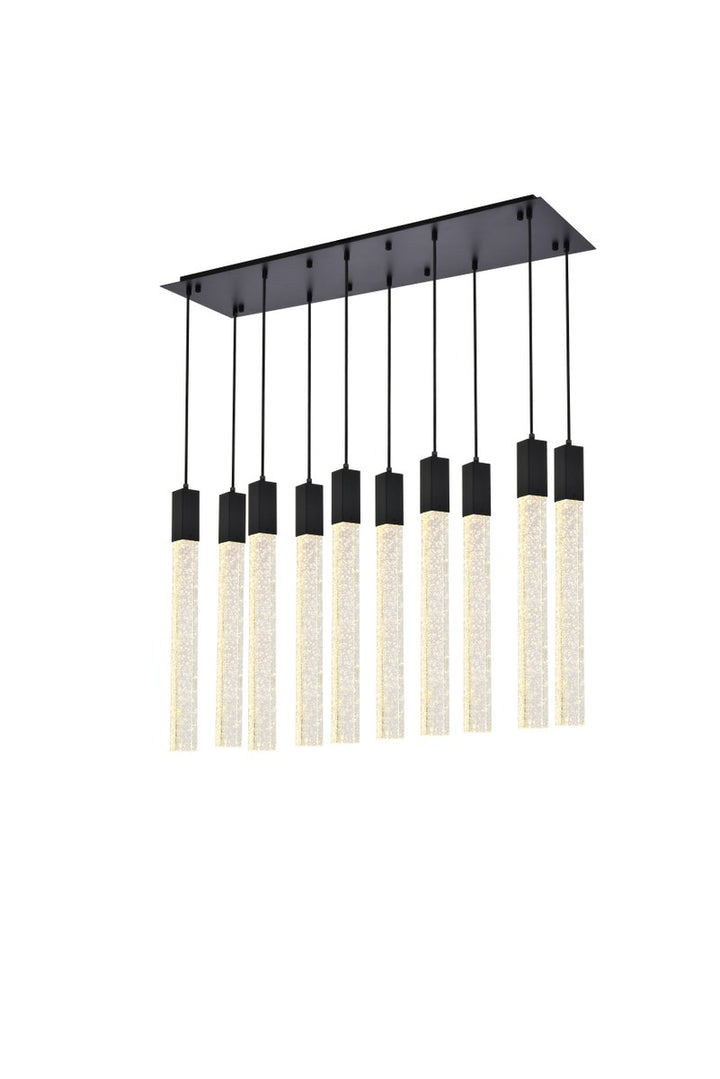 10 Lights Pendant In Black by Elegant Lighting