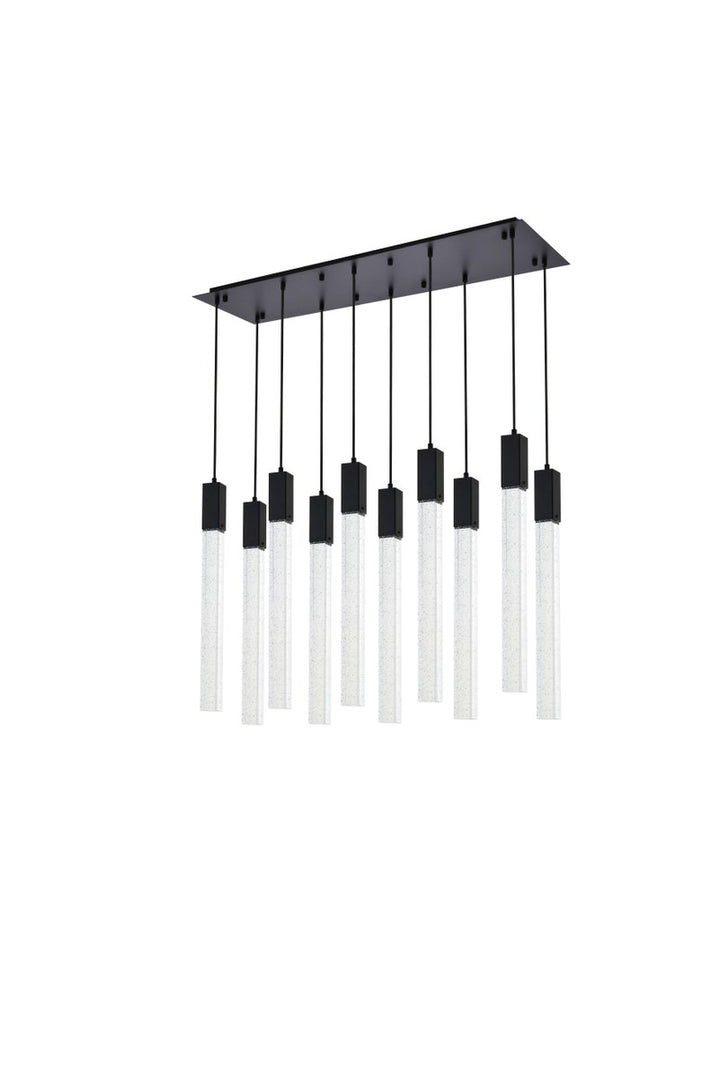 10 Lights Pendant In Black