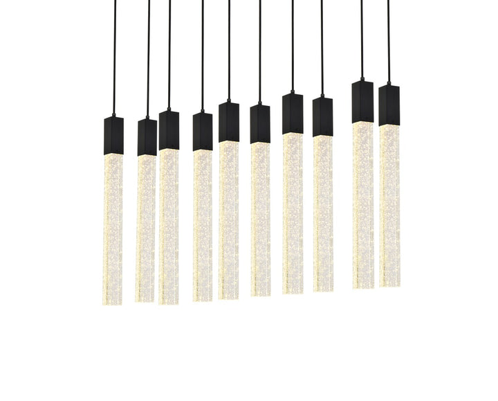 10 Lights Pendant In Black