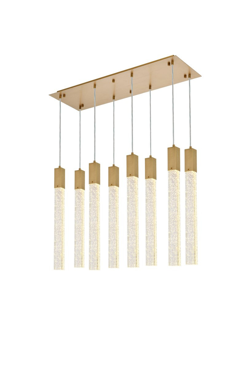 8 Lights Pendant In Satin Gold by Elegant Lighting