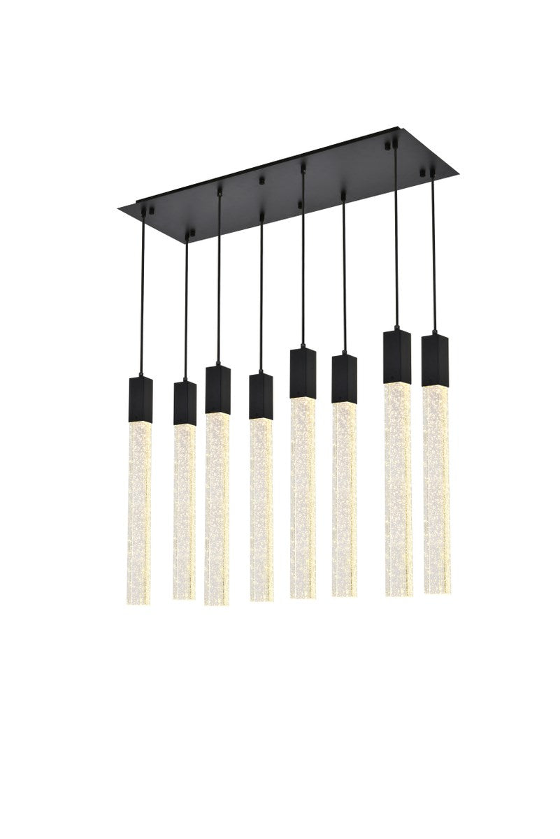 8 Lights Pendant In Black by Elegant Lighting