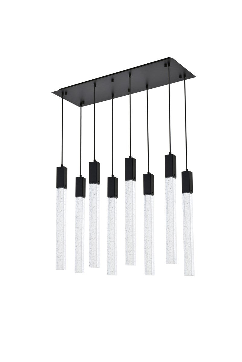 8 Lights Pendant In Black