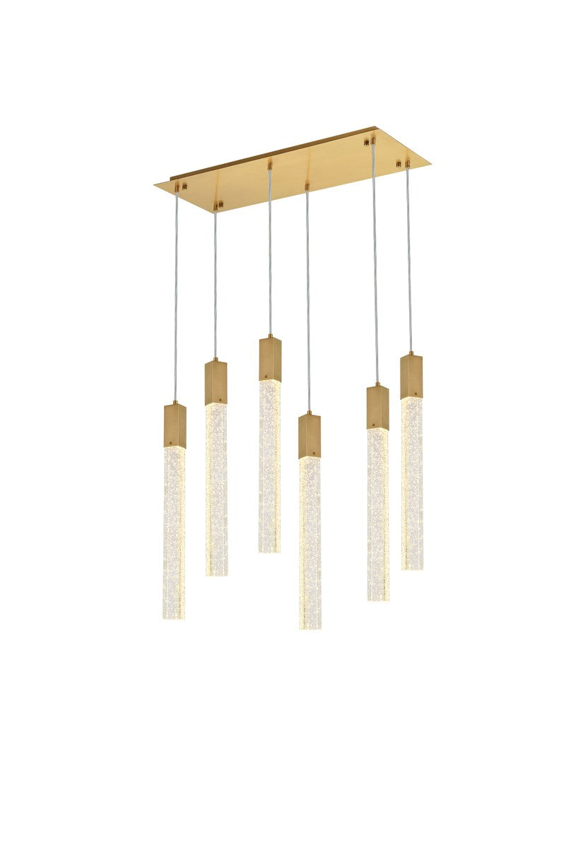 6 Lights Pendant In Satin Gold by Elegant Lighting