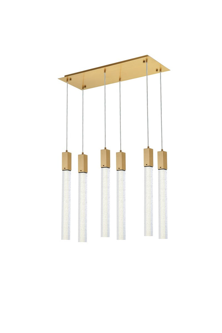 6 Lights Pendant In Satin Gold