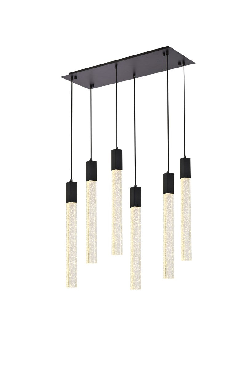 6 Lights Pendant In Black by Elegant Lighting