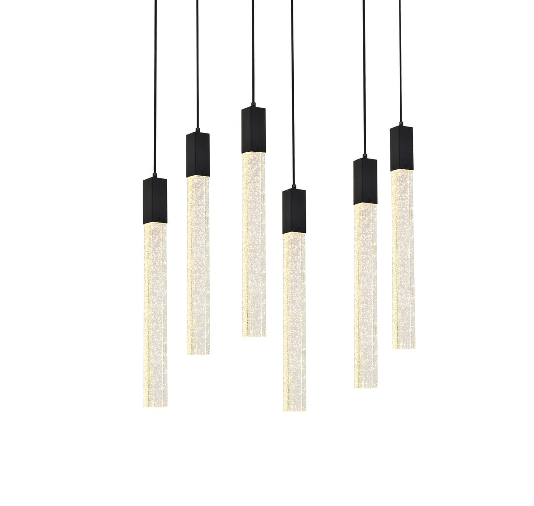 6 Lights Pendant In Black