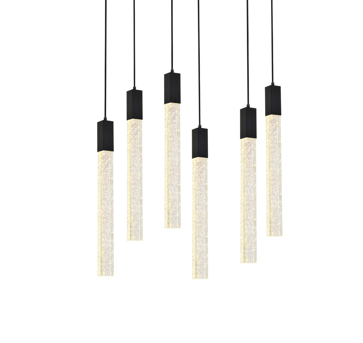 6 Lights Pendant In Black