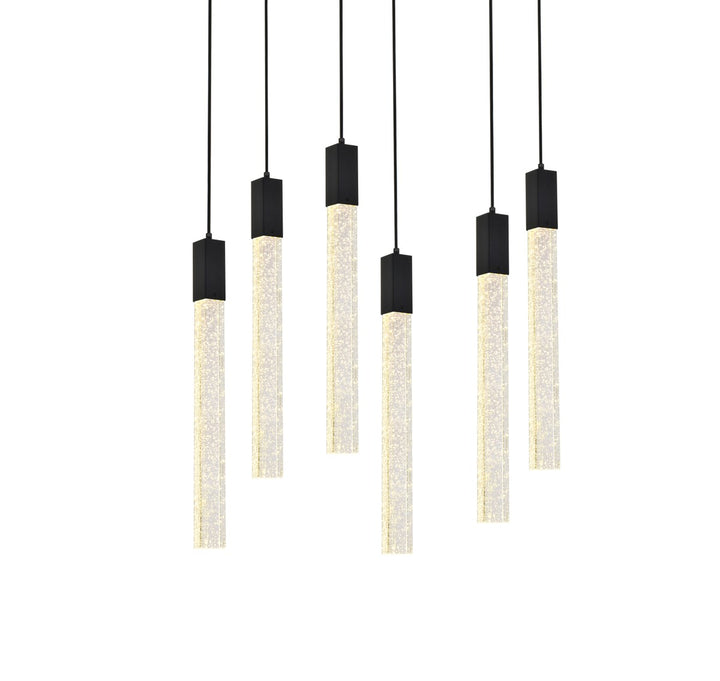6 Lights Pendant In Black