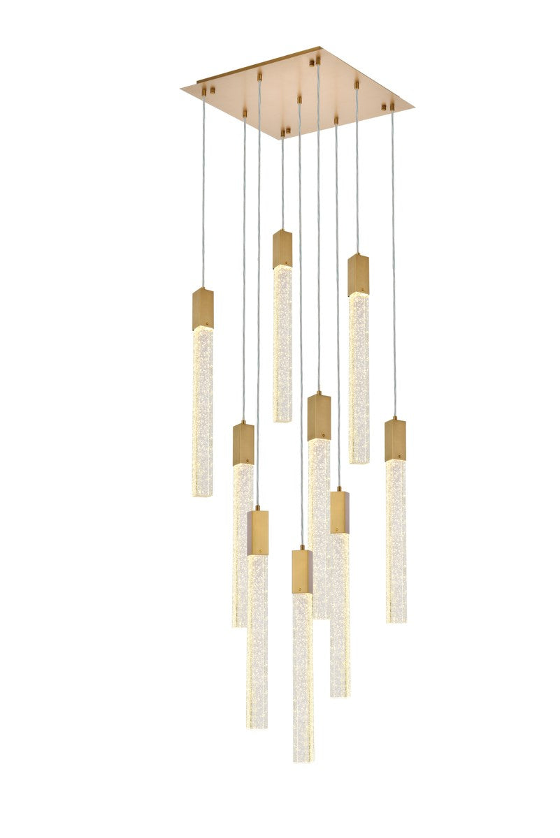 9 Lights Pendant In Satin Gold by Elegant Lighting