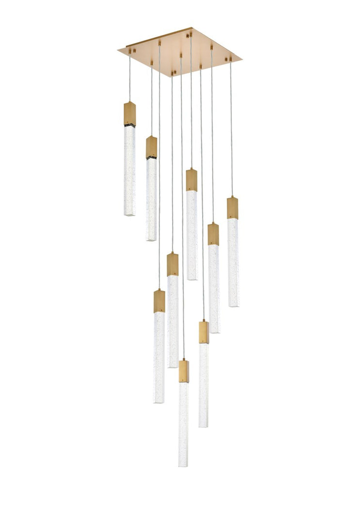 9 Lights Pendant In Satin Gold