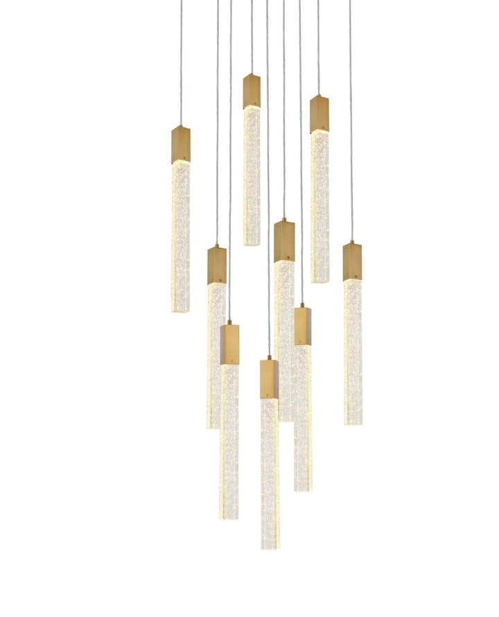 9 Lights Pendant In Satin Gold