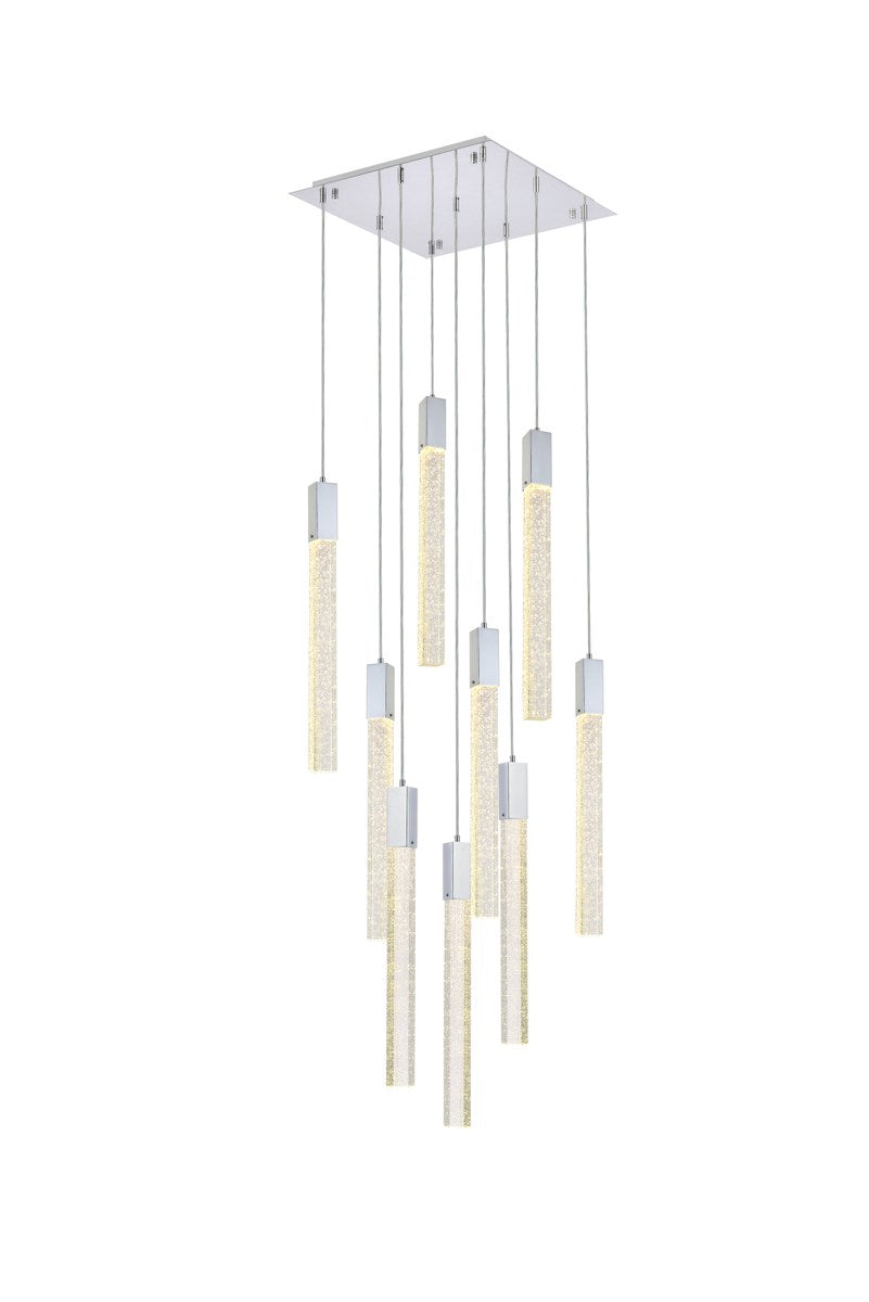 9 Lights Pendant In Chrome by Elegant Lighting