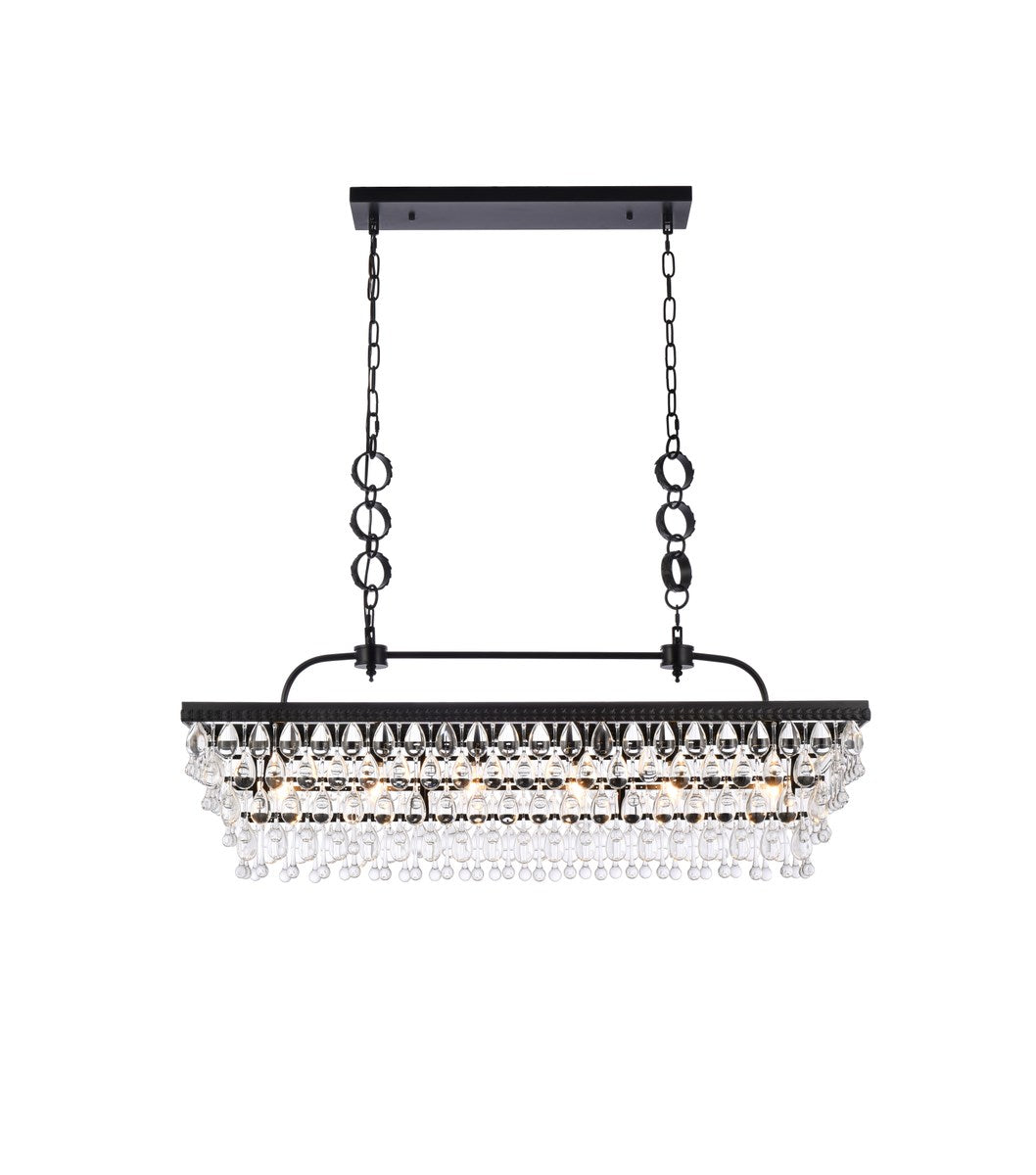 40 Inch Rectangle Pendant In Black by Elegant Lighting