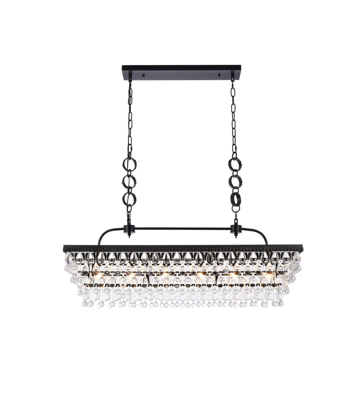 40 Inch Rectangle Pendant In Black by Elegant Lighting