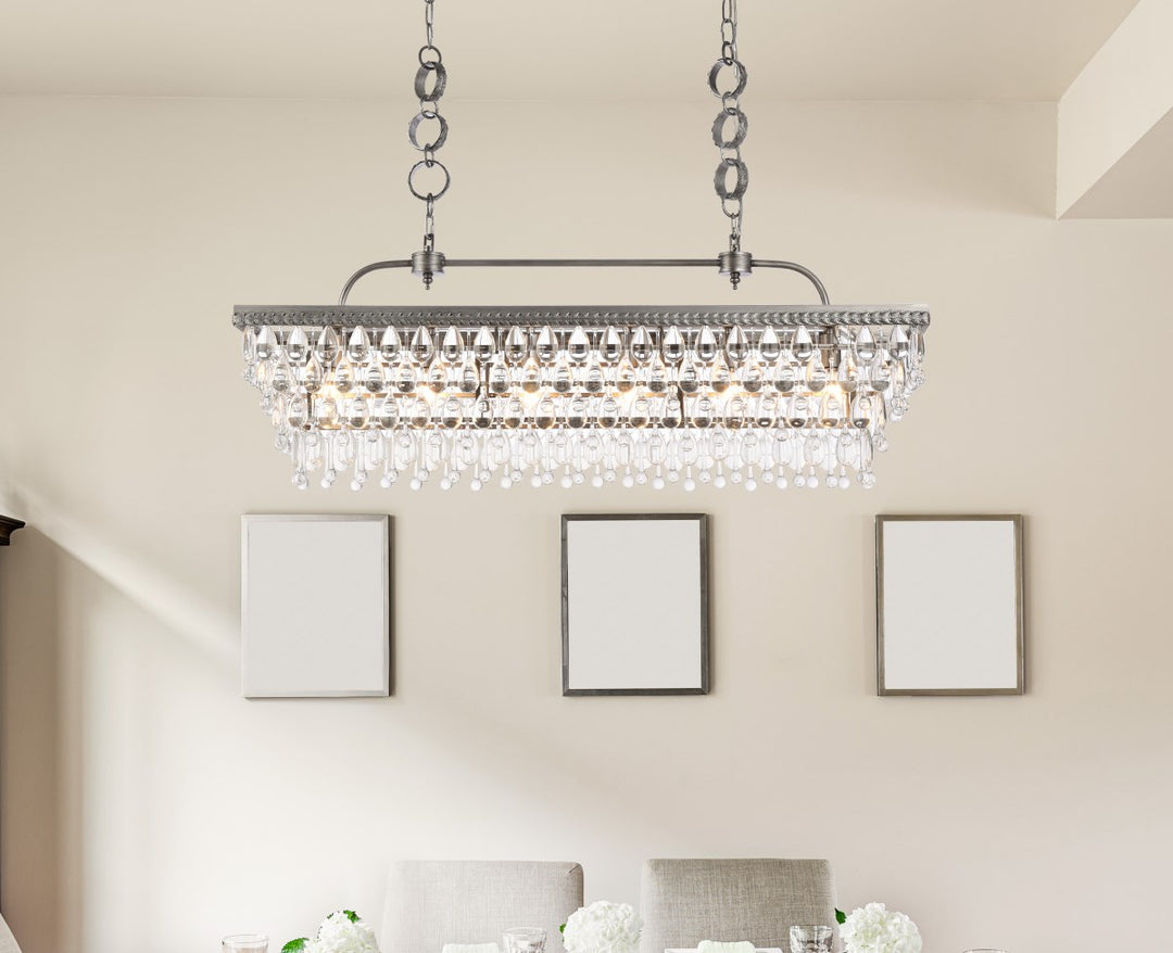 40 Inch Rectangle Pendant In Antique Silver