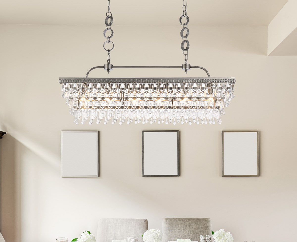 40 Inch Rectangle Pendant In Antique Silver