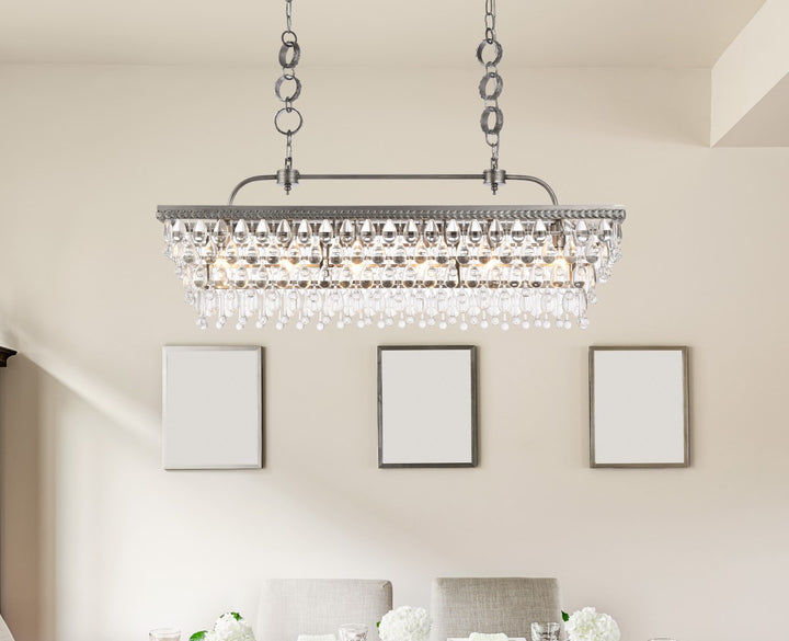 40 Inch Rectangle Pendant In Antique Silver