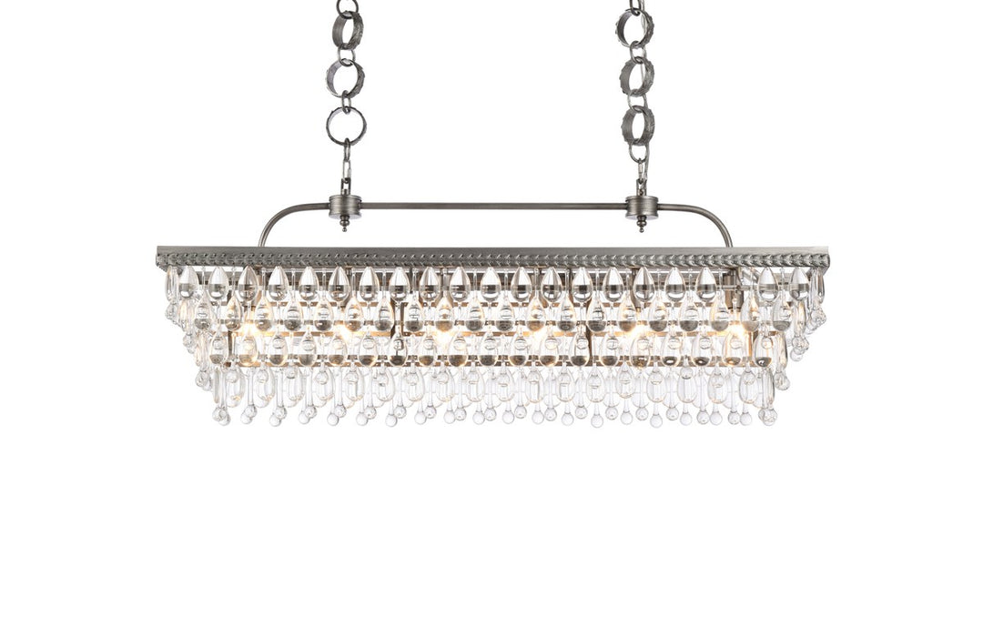 40 Inch Rectangle Pendant In Antique Silver