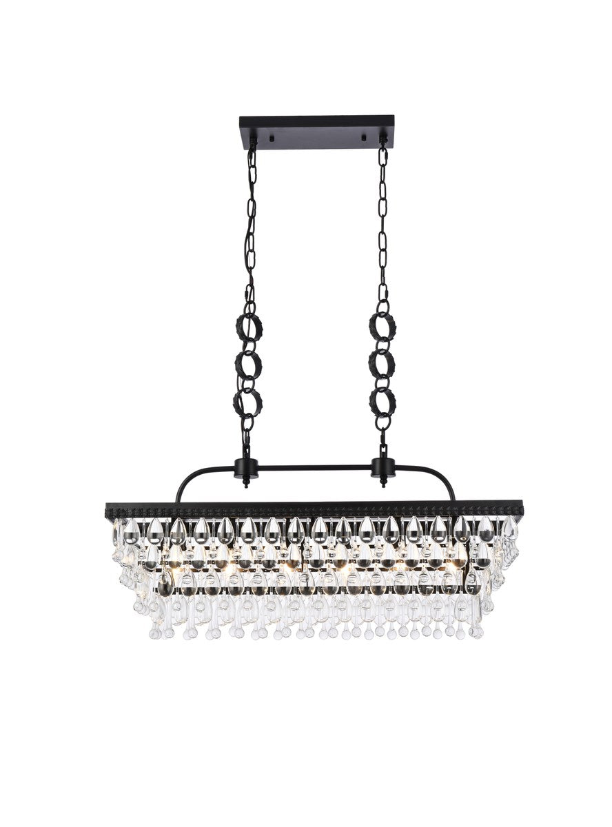 32 Inch Rectangle Pendant In Black by Elegant Lighting
