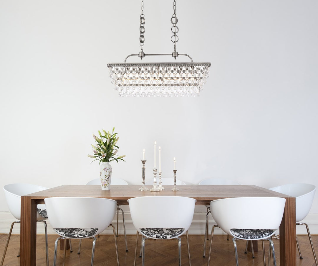 32 Inch Rectangle Pendant In Antique Silver