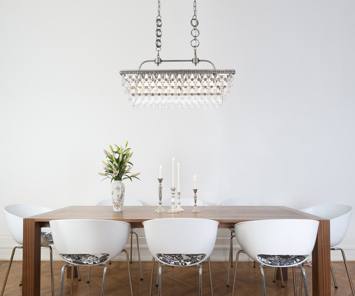 32 Inch Rectangle Pendant In Antique Silver