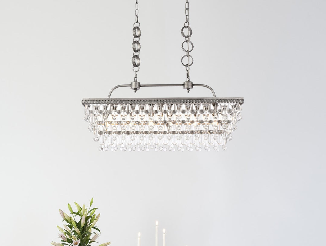 32 Inch Rectangle Pendant In Antique Silver