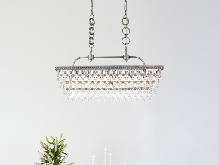 32 Inch Rectangle Pendant In Antique Silver