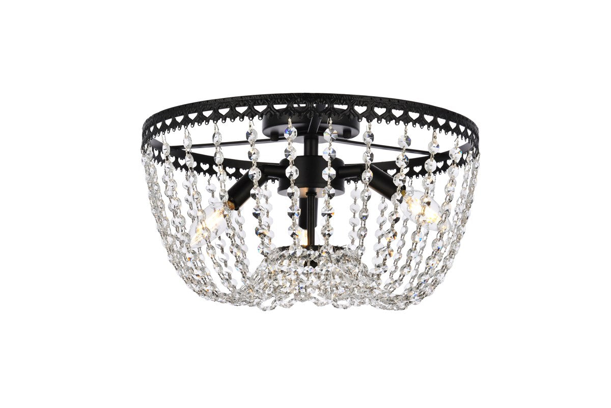 16 Inch Flush Mount In Black by Elegant Lighting
