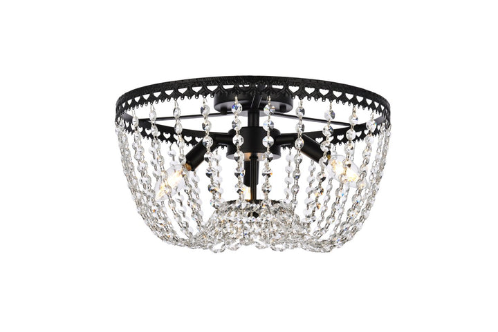 16 Inch Flush Mount In Black by Elegant Lighting