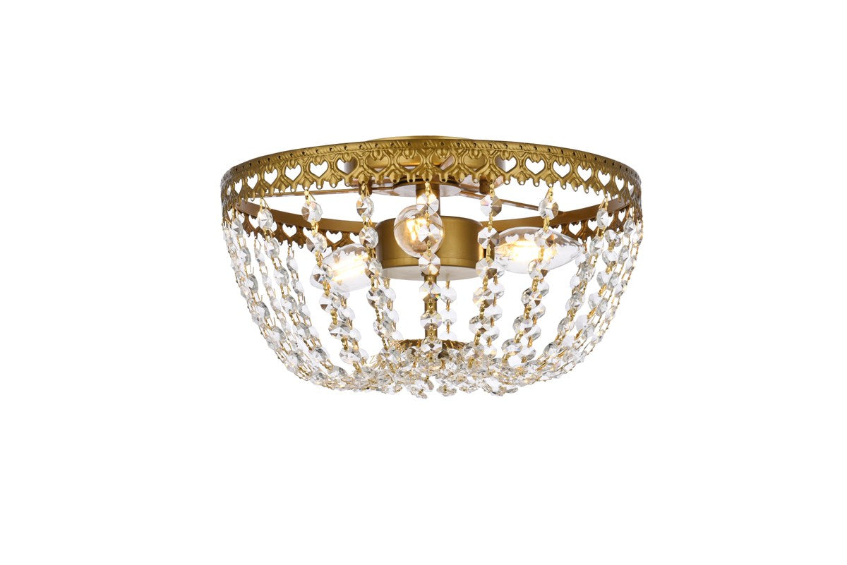 12 Inch Flush Mount In Brass by Elegant Lighting
