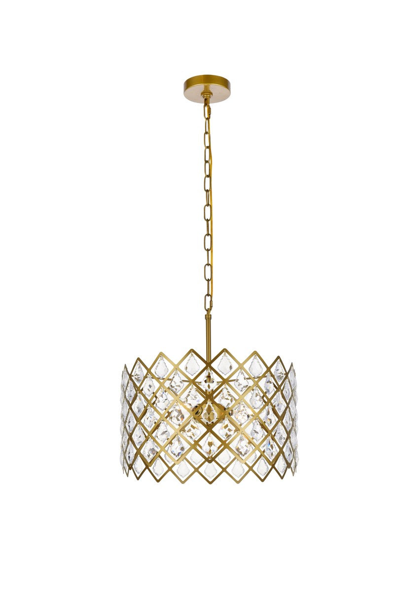 16 Inch Pendant In Brass by Elegant Lighting