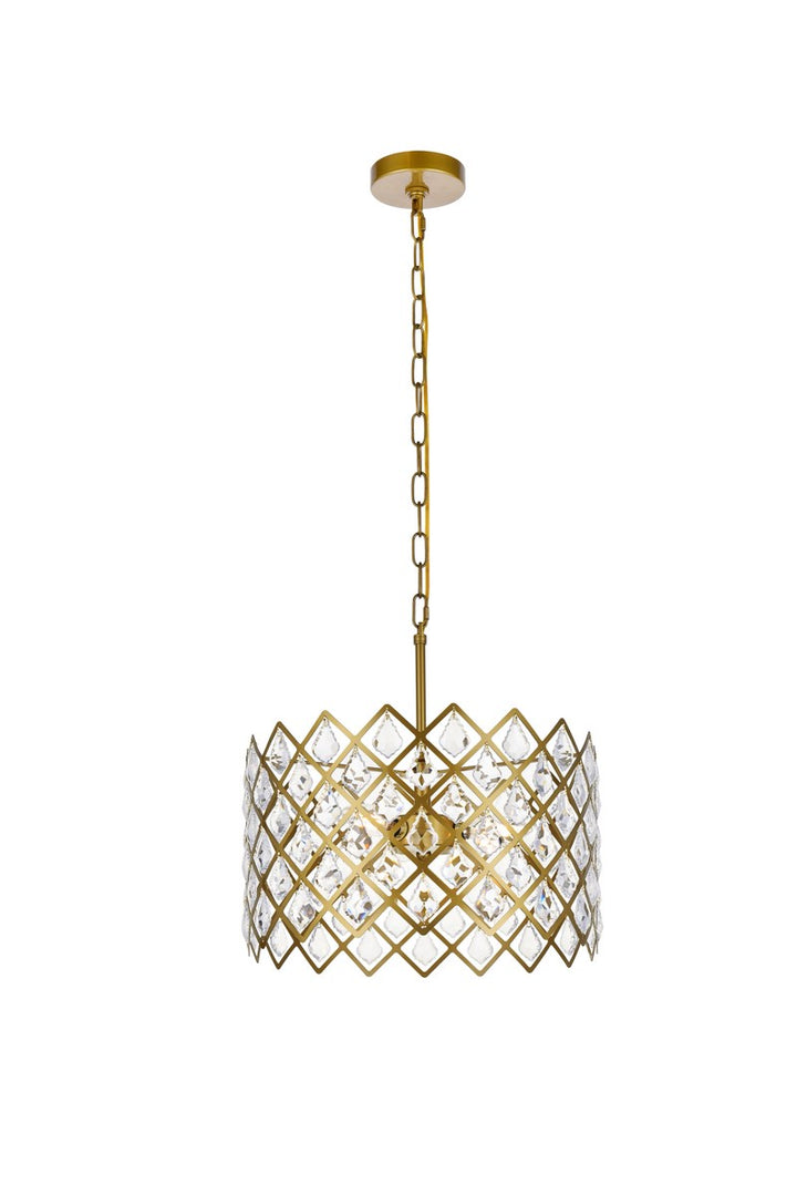 16 Inch Pendant In Brass by Elegant Lighting