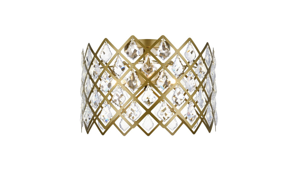 13 Inch Flush Mount In Brass by Elegant Lighting