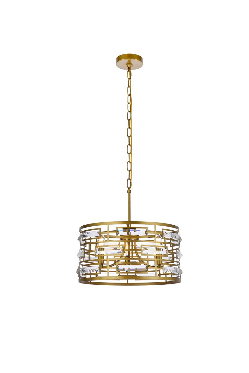 16.5 Inch Pendant In Brass by Elegant Lighting