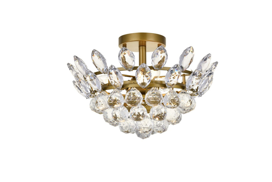 14 Inch Flush Mount In Brass by Elegant Lighting