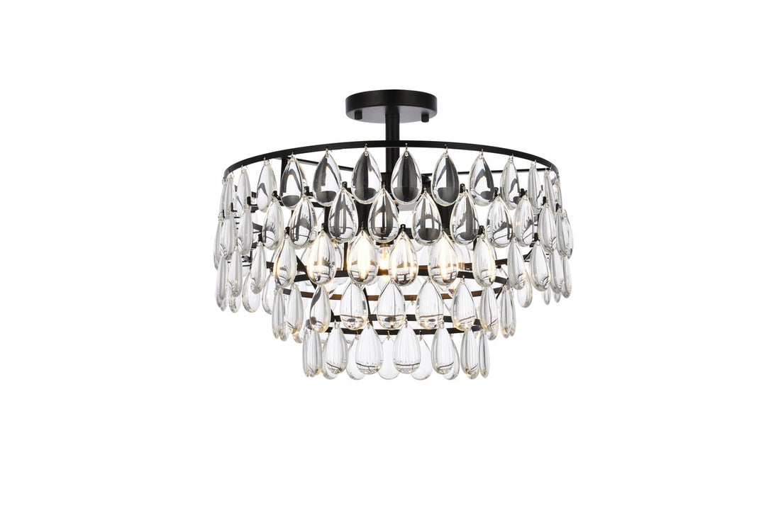 18 Inch Flush Mount In Black by Elegant Lighting
