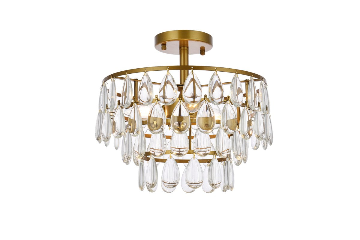 14 Inch Flush Mount In Brass by Elegant Lighting
