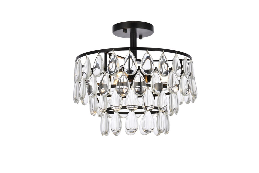 14 Inch Flush Mount In Black by Elegant Lighting