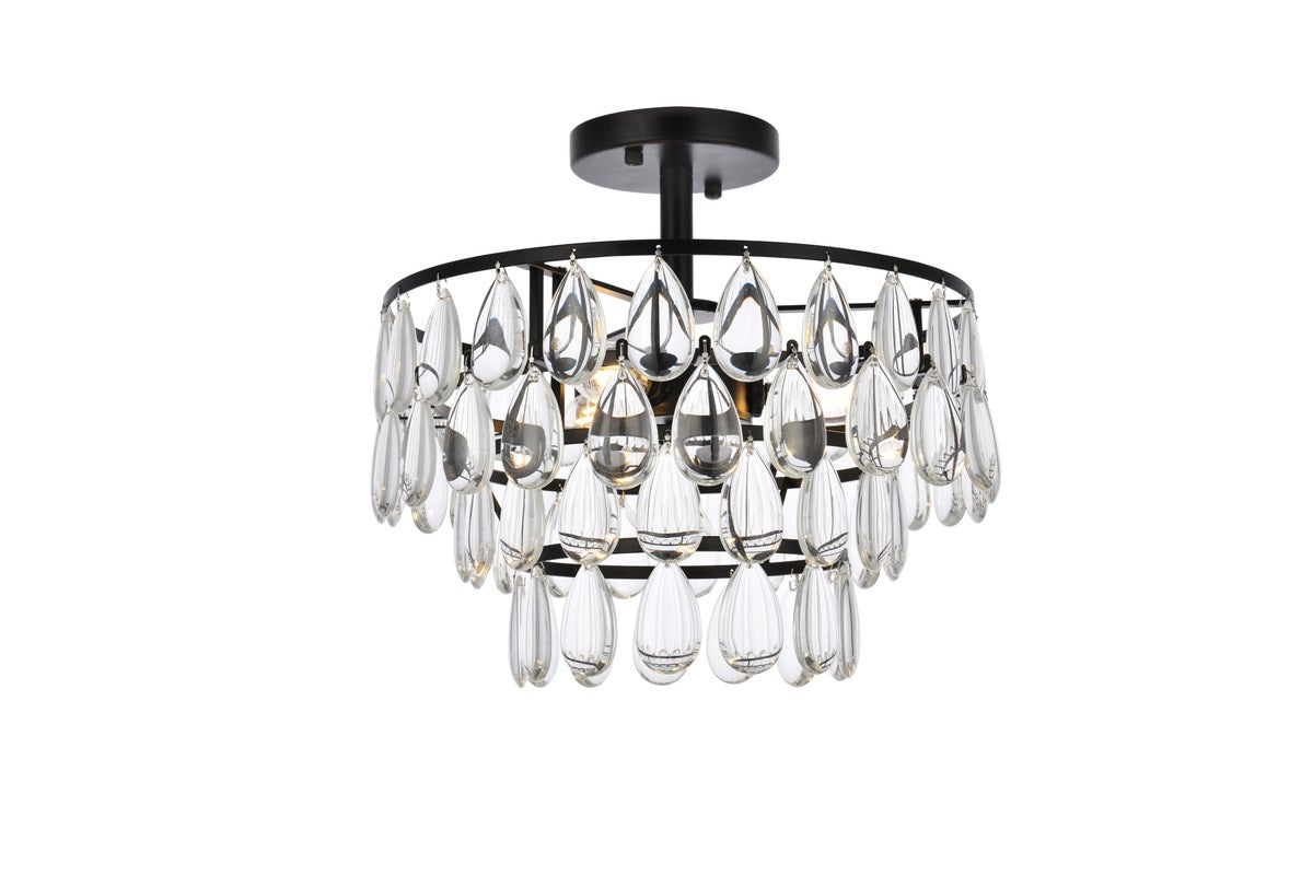 14 Inch Flush Mount In Black by Elegant Lighting
