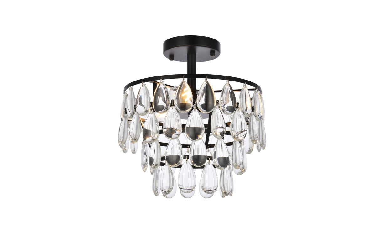 12 Inch Flush Mount In Black by Elegant Lighting