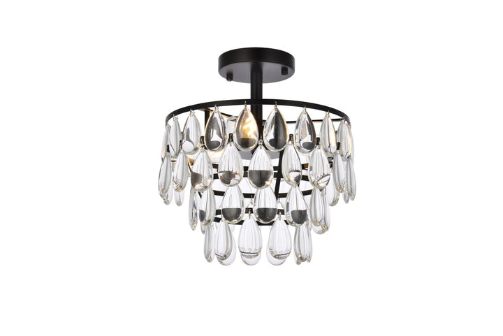 12 Inch Flush Mount In Black by Elegant Lighting