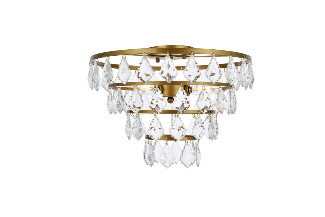 16 Inch Flush Mount In Brass by Elegant Lighting